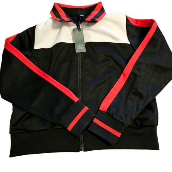 NWT WILD FABLE Women's Track Zip Up Jacker - Black-Red -White Size XS - Picture 5 of 12